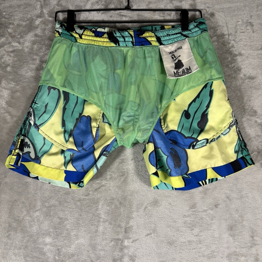 Chubbies Swim Trunks Mens Medium Yellow 4.5" Palm Print Quick Dry Surfer Beach - Picture 8 of 11